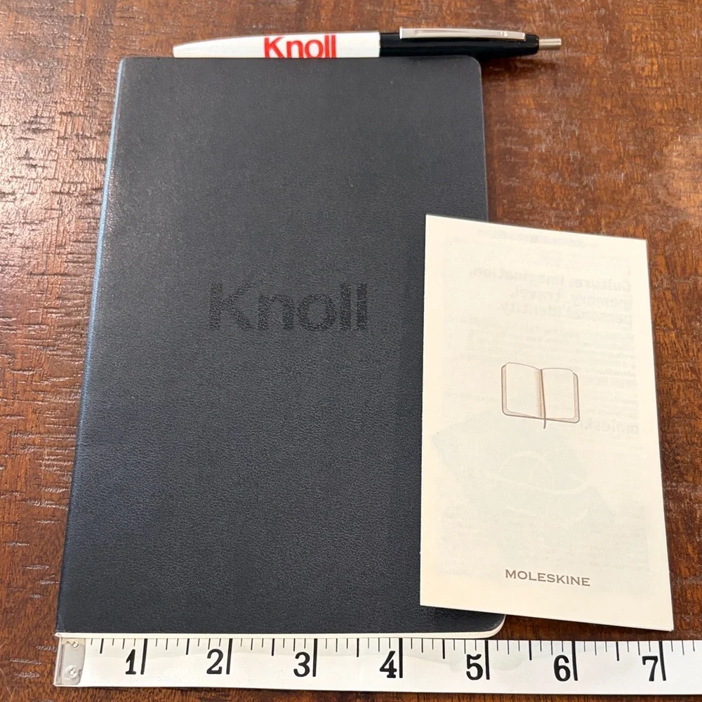 NWOT Knoll Black Soft-Touch Notebook by Moleskine and Knoll Ballpoint Pen